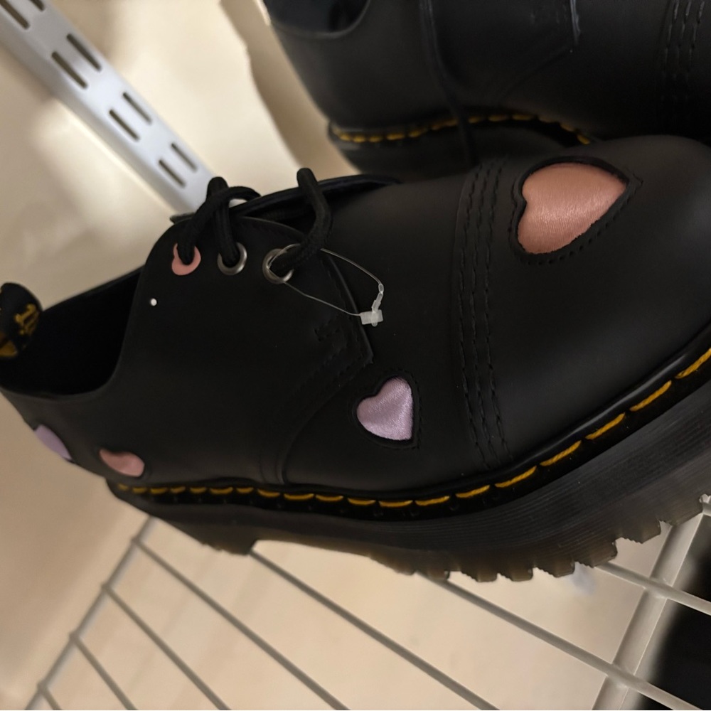 Dr. Martens Black and Pink Heart Oxfords - Picture 3 of 4